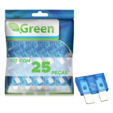 Imagem de 25x Fusível Lâmina 15Amp Automotivo Pequeno Azul - Green, 045-9315