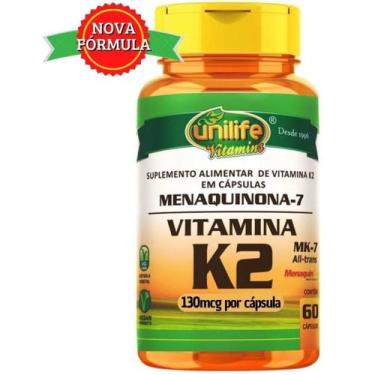 Imagem de Vitamina K2 Mk7 Menaquinona 500mg 60 Cápsulas Vegano - Unilife