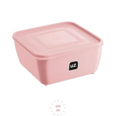 Imagem de Pote Plastico Rosa Quadrado 500ml Linha Gourmet  Fit - UZ
