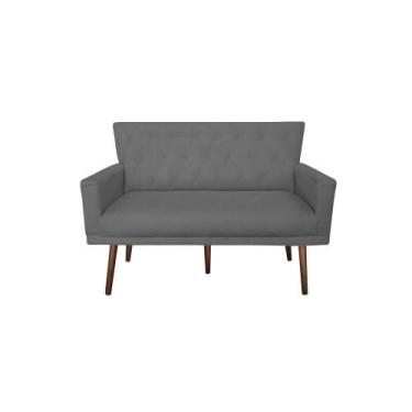 Imagem de Namoradeira Decorativa Aurora Suede Cinza Pés Madeira Ms Decor - Mansã