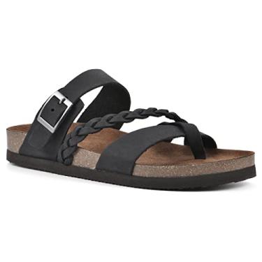 Imagem de WHITE MOUNTAIN Sandália feminina Hazy Signature Comfort moldada trançada com tiras, Preto/nobuck, 34