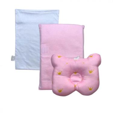 Imagem de Kit Travesseiro Anatomico Antisufocante Fronha Infantil - Rosa Estampa