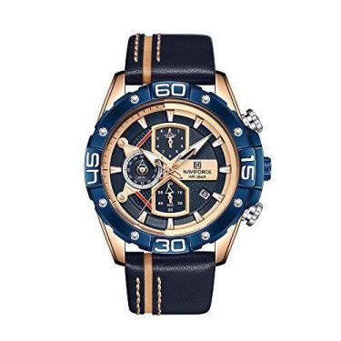 Imagem de NAVIFORCE Relógio masculino de luxo com cronógrafo de aço inoxidável, 