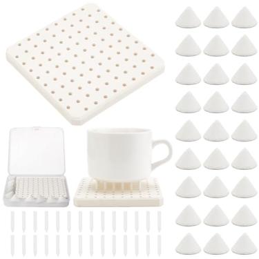 Imagem de WEBEEDY 71 peças de suporte de forno de cerâmica tapete de queima de pregos refratários de alta temperatura prateleiras cone unhas móveis suporte móveis argila cerâmica ferramentas para forno de