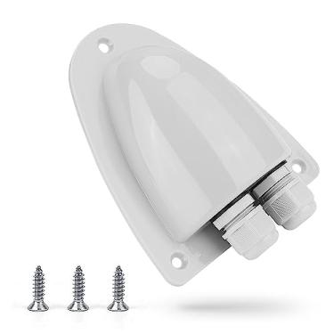 Imagem de BougeRV Glândula de entrada de cabo duplo à prova de intempéries solar, cabo através do teto do RV, caixa de junção solar abs caixa de entrada para cabos solares de 14 AWG a 10 AWG para projetos