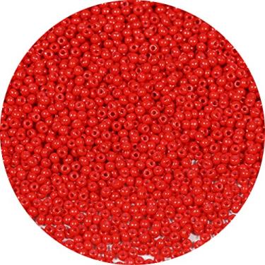 Imagem de Bala&Fillic Contas de semente redondas de 2 mm 9500 peças/100 gramas em saco 12/0 contas vermelhas pequenas de sementes artesanais para fazer joias, brincos, pulseiras, colar (vermelho)