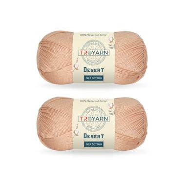 Imagem de Troyarn Desert Giza Cotton (pacote com 2 novelos) 100% fio de algodão Giza mercerizado super fino peso penteado #1 fio macio de tricô e crochê (2 x 50 g) / (2 x 137 jardas) (11053 - sal do Himalaia)