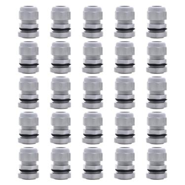 Imagem de AnRui 25 peças de prensa de cabos NPT à prova d'água 1/5.1 cm nylon cinza ajustável glândula cabo alívio de tensão conector com juntas e contraporca