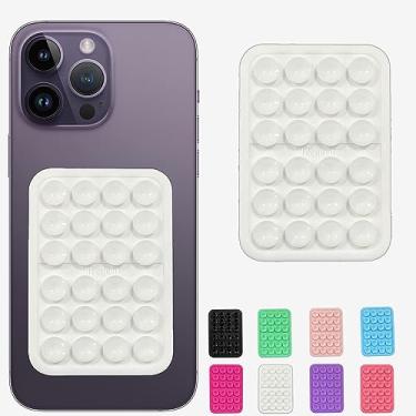 Imagem de TEEMENT Suporte de capa de telefone com sucção, acessório de telefone adesivo de silicone para iPhone e Android, brinquedo fidget mãos livres, suporte de chuveiro espelhado, vídeos Tiktok e selfies
