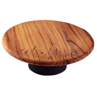 Imagem de Suporte para Bolo Natal Tramontina madeira Teca FSC acabamento Óleo