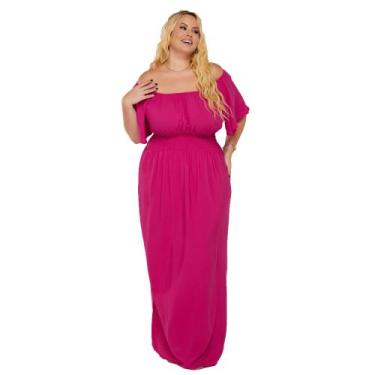 Imagem de Vestido Feminino Longo Plus Size Ombro A Ombro Ajustável Ao Corpo Mang
