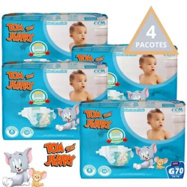 Imagem de Fralda Descartável Infantil Tom e Jerry Hiper 4 Pacotes Tamanho P/M/G/