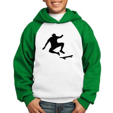 Imagem de Moletom Infantil Skatista Manobra - Foca na Moda, Branco, Verde, 4