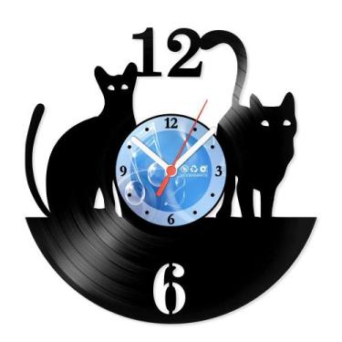 Imagem de Relógio De Parede Disco Vinil Animais - Gatos - VAN-002 - Modernarte, 
