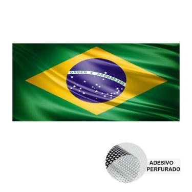 Imagem de Adesivo Bandeira do Brasil 90cm x 42cm para Vidro - Adesivo Perfurado 