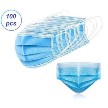 Imagem de Máscara Descartável Proteção Tripla com Elástico e Clip Nasal - 100 Un