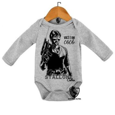 Imagem de body nenê criança roupa bebê manga longa Stallone Cobra você é um cocô
