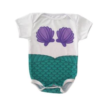Imagem de Body de Bebê Manga Curta Sereia Bodie Fantasia Mesversário - Calupa, P