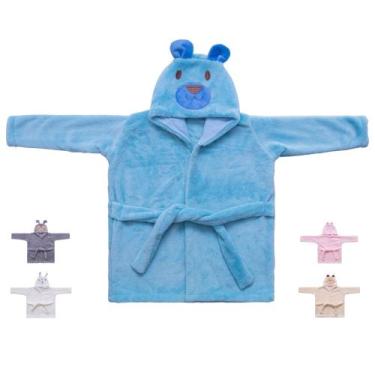 Imagem de Roupão de microfibra ml bichinhos c/ capuz liso ii infantil enxoval - 