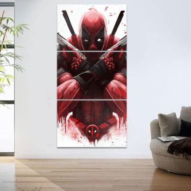 Imagem de Quadro Decorativo Kit 60x120 cm Marvel Deadpool Sala Quarto - IQuadros