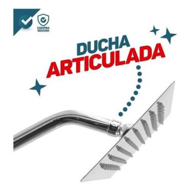 Imagem de Kit Ducha Inox Chuveiro Ducha 15x15cm + Cano 20cm Quadrada - Mebuki