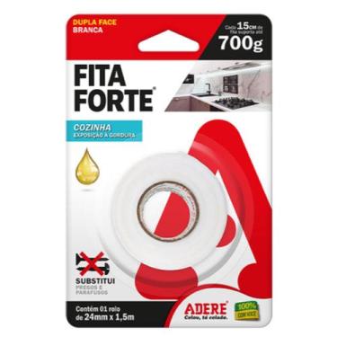 Imagem de Fita Dupla Face Fita Forte 24mm X 1,5m Adere 15kg Cozinha