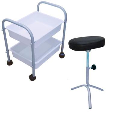 Imagem de Kit Carrinho Auxiliar 2 Band Manicure + Apoio De Pé Parapé - RENOVAR M