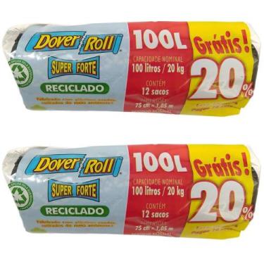 Imagem de Kit com 2 Saco Para Lixo Super Forte Reciclado 100L 10un + 20% - Dover