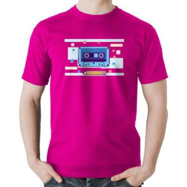 Imagem de Camiseta Algodão Fita Cassete - Foca na Moda, Rosa, GG