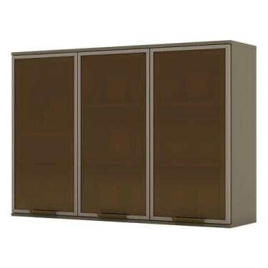 Imagem de Armário Aéreo Évelin 3 Portas de Vidro 120 cm Duna  Henn