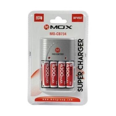 Imagem de Carregador de Pilha Mox MO-CB734 +4 Pilhas AA 4300