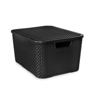 Imagem de Caixa Organizadora Rattan Preta 15 L - sosil