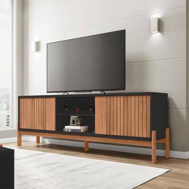 Imagem de Rack para TV até 72 Polegadas Tannen 2 PT Preto e Freijó