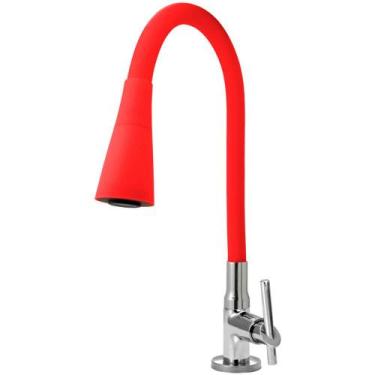 Imagem de Torneira Gourmet Cozinha Flexível Cone 2 Jatos Vermelha Mesa C61 Del M