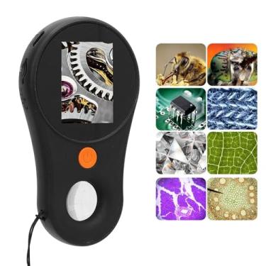 Imagem de Macro Microscópio Digital Com Foco Fixo Tela Colorida IPS de 2,0 Polegadas, Pixels de 2 MP, Ampliação de 500x, Lupa Portátil Portátil, 8 LED Integrados, Carregamento Tipo C
