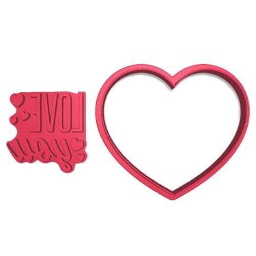 Imagem de Cortador Carimbo Coração Love You Casal Amizade Mãe - Doce Impresso, 8