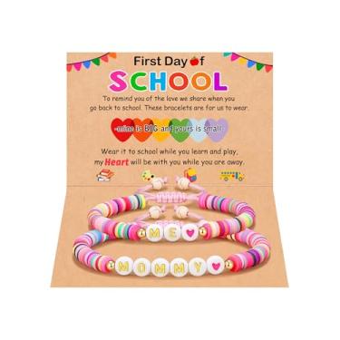 Imagem de UNGENT THEM Mommy and Me, Mama e mini pulseiras - Presentes de volta às aulas para mãe e filha, 8inches, Aço inoxidável, Sem Pedra Preciosa