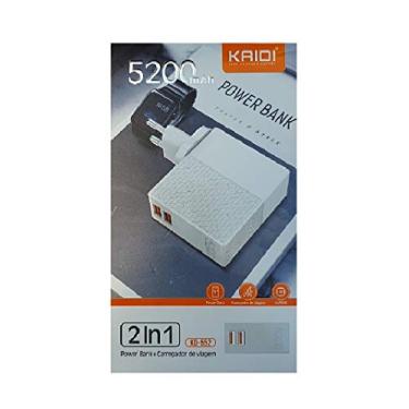 Imagem de CARREGADOR TOMADA (VIAGEM) + POWER BANK 5200 mAh KAIDI KD-552 BRANCO