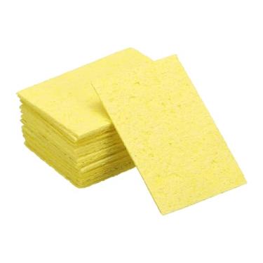 Imagem de uxcell Esponja de solda 5 cm x 3,5 cm esponja retangular ponta de ferro almofada limpa amarela 15 peças