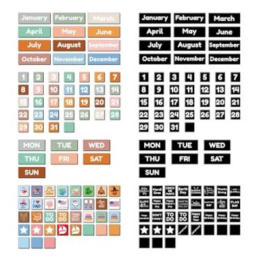 Imagem de Lesnala Números de calendário magnético frente e verso, mês, semana e feriados, etiquetas de ímãs, indicadores de datas de calendário magnético para quadro branco e geladeira, sala de aula, material