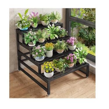 Imagem de Flower Rack，Plant Stand Indoor Outdoor，Storage Rack，Tier Plant Stand ，Step Flower Stand，Simple Plant Stand，Floor-Standing Glower Rack，for Living Room Balcony Garden(Black,80*80*82cm/31.5*31.5*32.3in)
