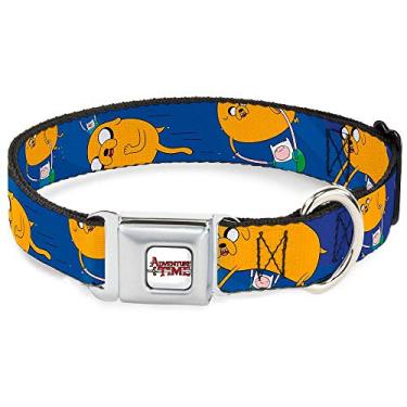 Imagem de Buckle-Down Coleira para cães com fivela de cinto de segurança – Balão Jake com Finn – 3,8 cm de largura – Serve para pescoço de 40,6 a 58,4 cm – Médio