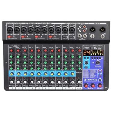 Imagem de Mixer de 12 canais, mixer analógico combinado com placa de som digital Alimentação fantasma de 48 V USB2.0, interface de PC 24 tipos de efeitos DSP para produção musical doméstica transmissão em rede
