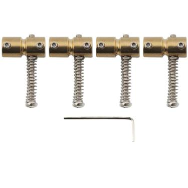 Imagem de Musiclily Pro Espaçamento 19mm Carrinhos Saddles de Latão para Baixo 4 Cordas Precision/Jazz Bass, Cor Original(4 Peças)