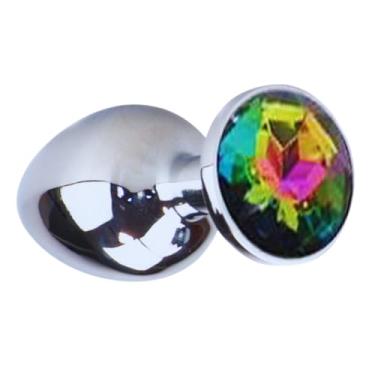 Imagem de Plug Anal de Aço Com Pedra de Cristal P - Sex Shop (Multicolorido)