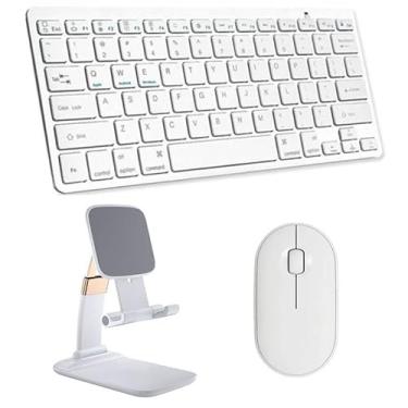 Imagem de Teclado e Mouse Bluetooth, Suporte iPad 2021 9G 10.2" Branco