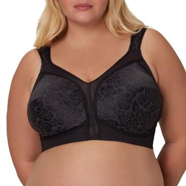 Imagem de PLAYTEX Sutiã feminino sem fio com alça confortável 18 horas, sutiã de cobertura total com TruSupport de 4 vias, pacote com 2, Preto, 38C