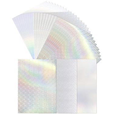 Imagem de Cinvo Pacote com 30 cartões holográficos metálicos, brilhante, iridescente, A4, papel espelhado, cartolina, folhas refletivas para fazer cartões, álbuns, placas, decoração de festa, artesanato DIY (21
