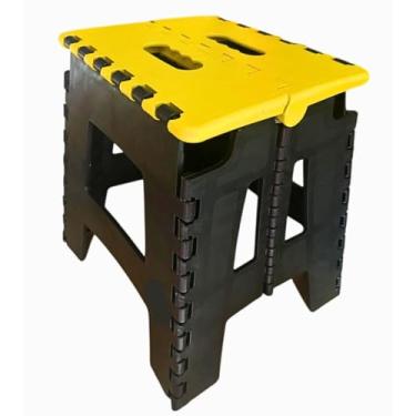 Imagem de Banqueta Plástica Dobrável Resistente Retrátil Ideal para Crianças e Adultos Camping Praia e Uso Residencial (Amarelo)