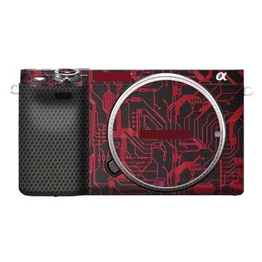 Imagem de JERXTTON Adesivo de capa de câmera para Sony A6400 A6300 película protetora antiarranhões decoração protetora e resistência ao desgaste (vermelho circuito)